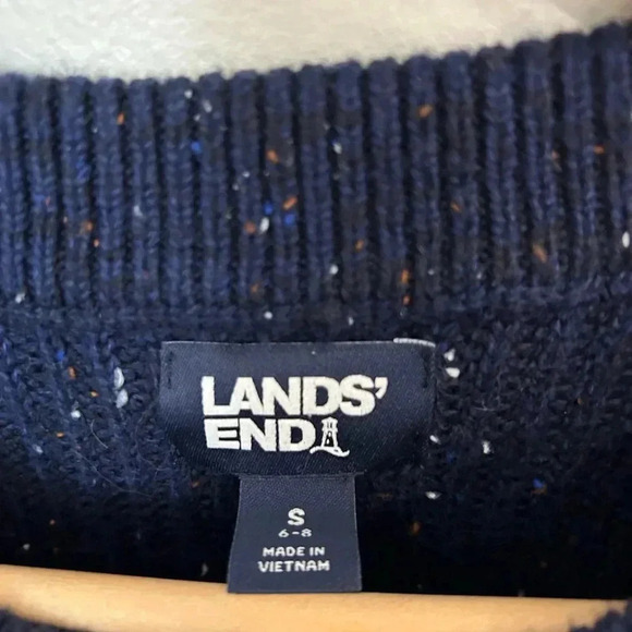 Vintage patch work cable knit crew neck cabincore sweater cotton/wool S j crew - Picture 5 of 8